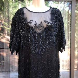 2X Laurence Kazar black sequined dress 90s 1990s formal event