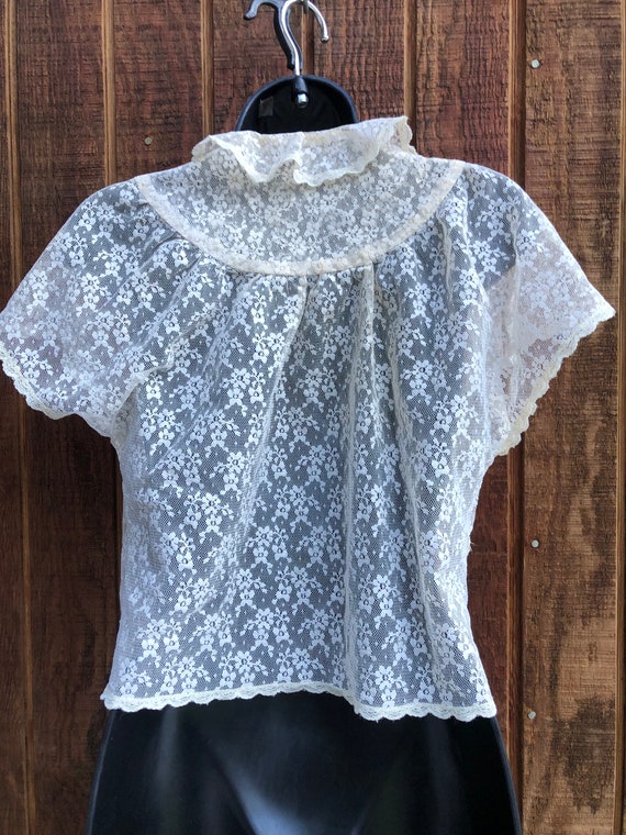 Lace Bolero Layering Top Jacket sheer floral cove… - image 6