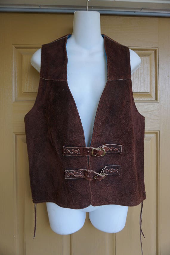 Vintage 70s 1970s men's vest small heavy warm ins… - image 1