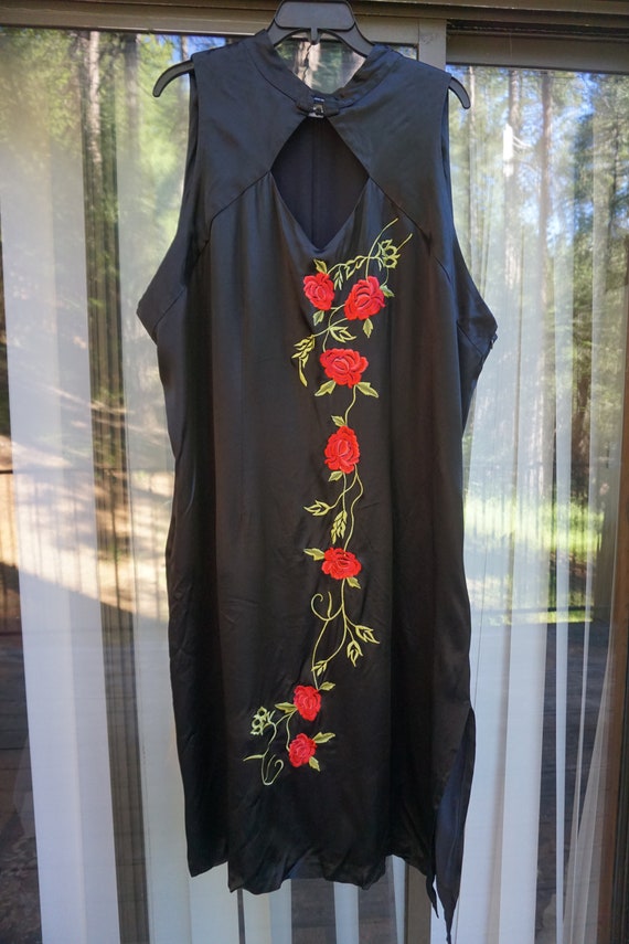 Asian inspired floral dress size XXL keyhole Fred… - image 2