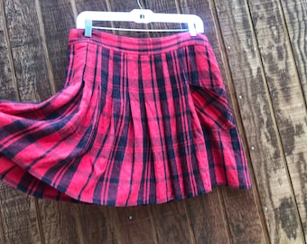 Free People mini skirt size 12 red and black plaid school girl pocket
