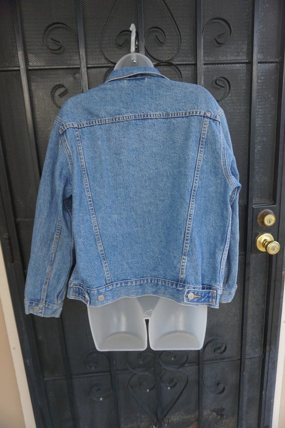 Sequined BIG E levis denim jean jacket size Large - image 7