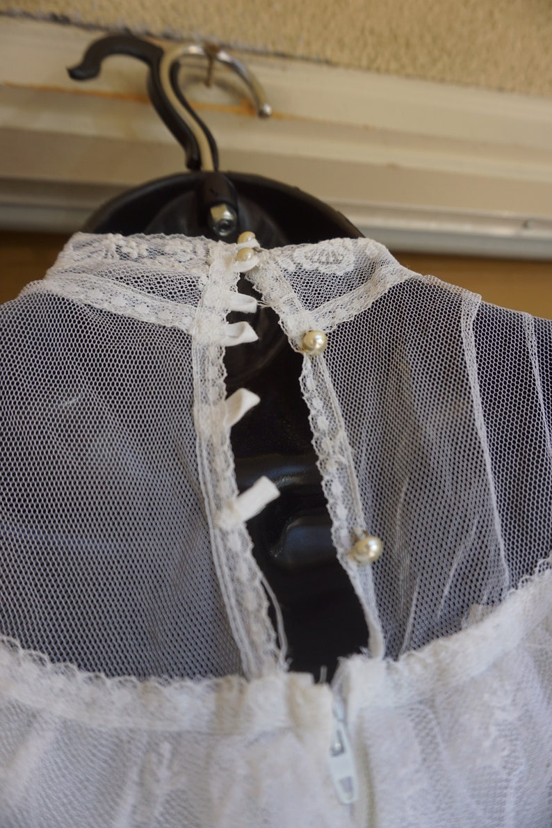 Gunne Sax Bridal Wedding Gown Size 7 Small White Prairie Dress Lace ...