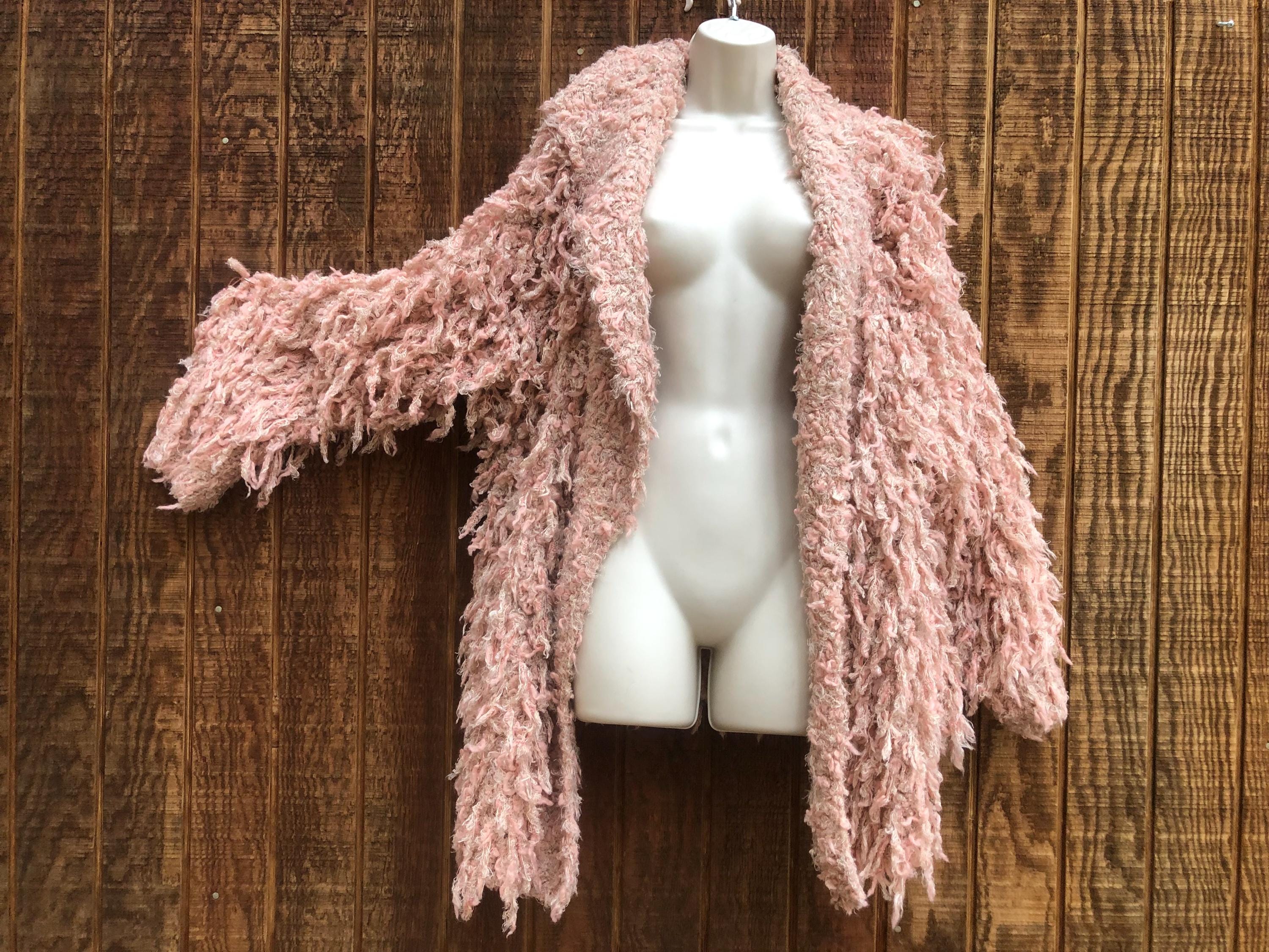 Shaggy Shag Fringe Yarn Sweater Jacket Chunky Jacket Thick Heavy