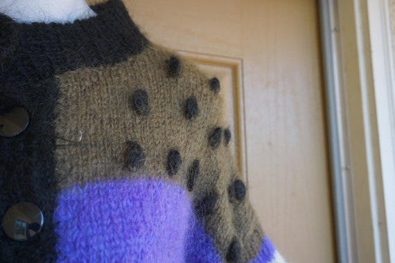 vintage purple black wool mohair jacket size larg… - image 2