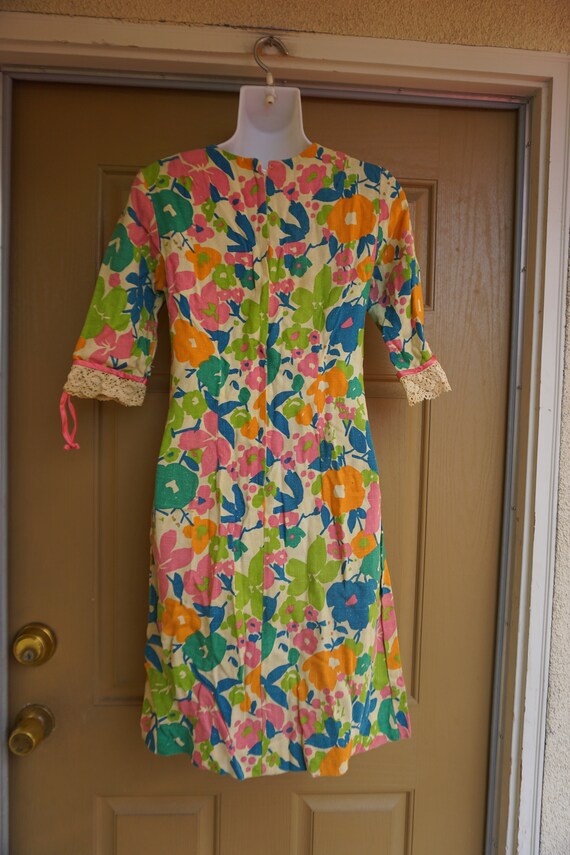 Vintage 1950s floral wiggle shift dress mid centu… - image 8