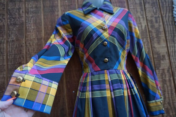 Plaid Vintage 1970s or 80s dress size medium by S… - image 3