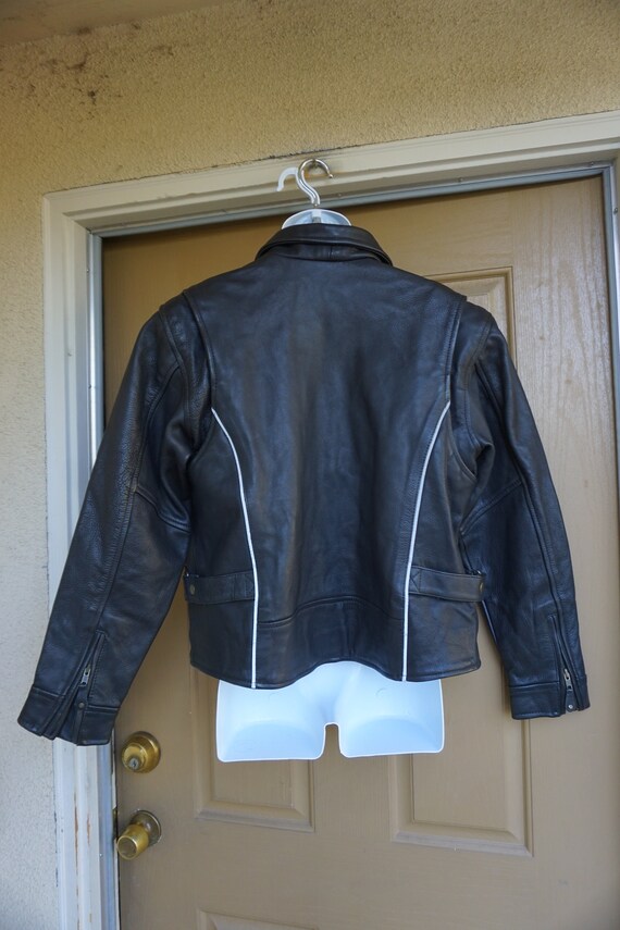 Vintage 80s/90s black leather jacket mens size XX… - image 6