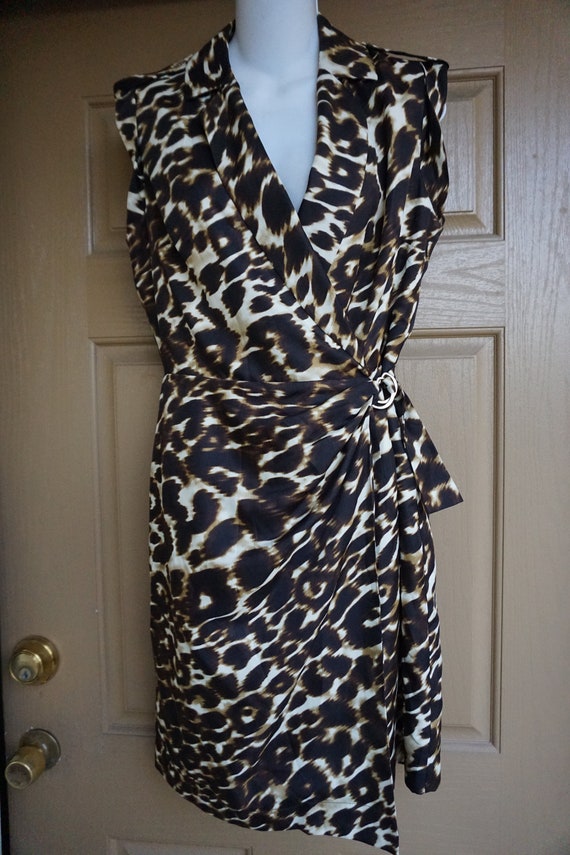 Saks Fifth Avenue Cheetah Cat print dress Medium … - image 2