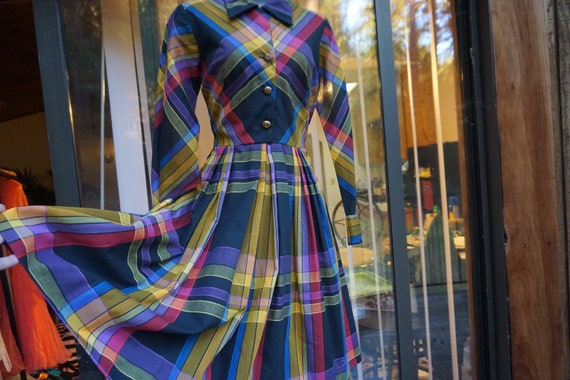 Plaid Vintage 1970s or 80s dress size medium by S… - image 1