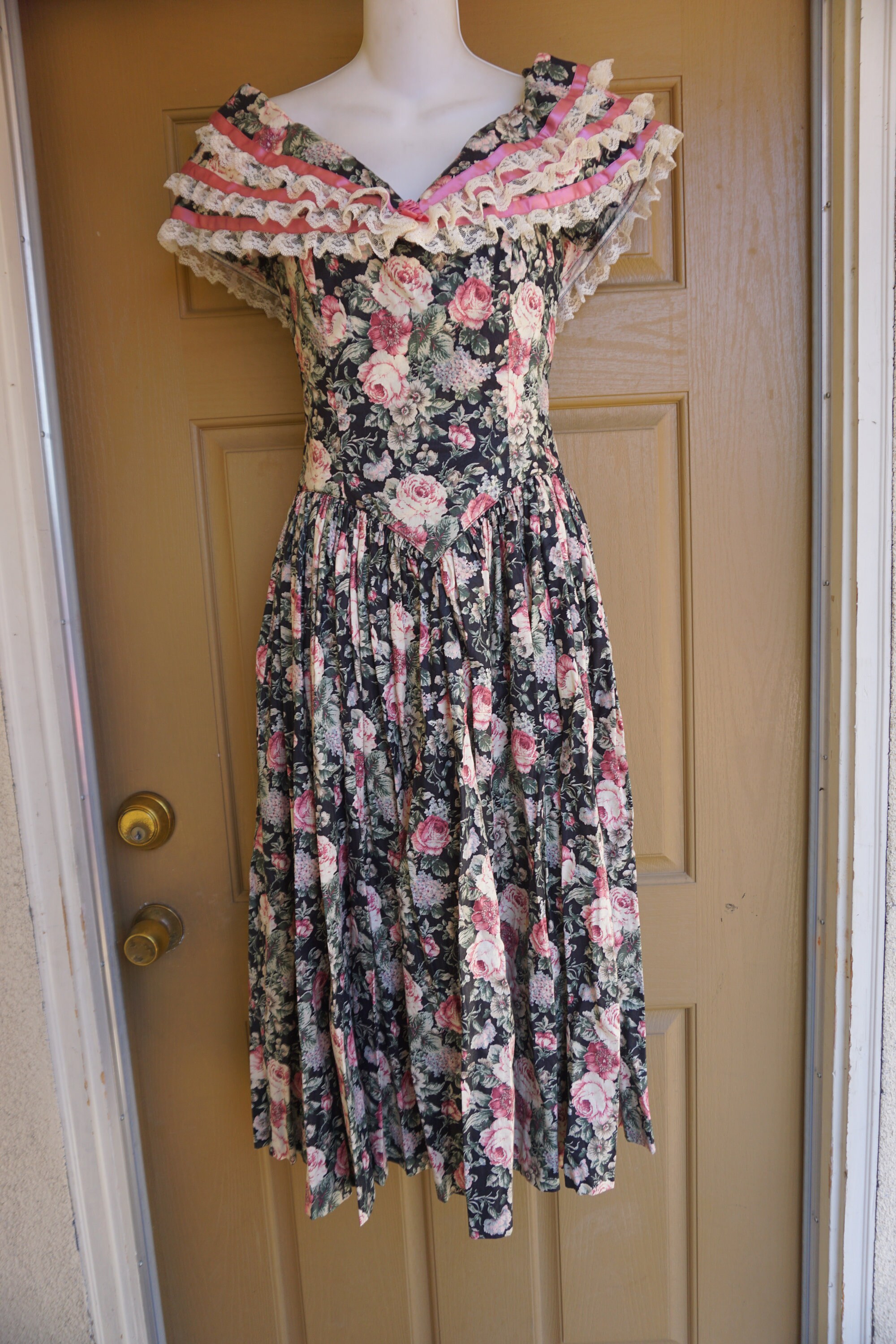 Floral bonned 80s 90s dress size M medium 1980s 1990s | Etsy