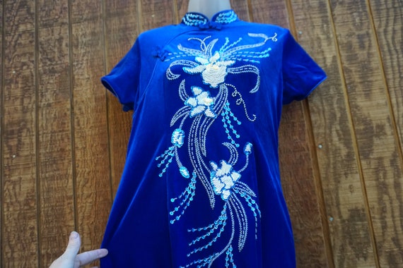 XL Asian inspired dress size XL extra large blue … - image 8