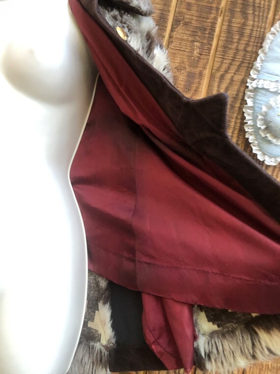 Grunge vtg faux fake fur COAT Small boho outerwea… - image 9
