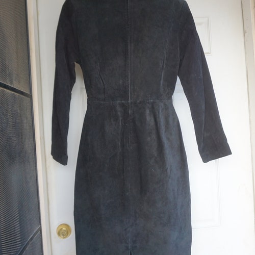 Vintage small size 10 Carolyne Barton black outlet suede dress