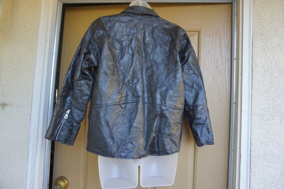 Vintage 90s black patchwork leather jacket short … - image 4