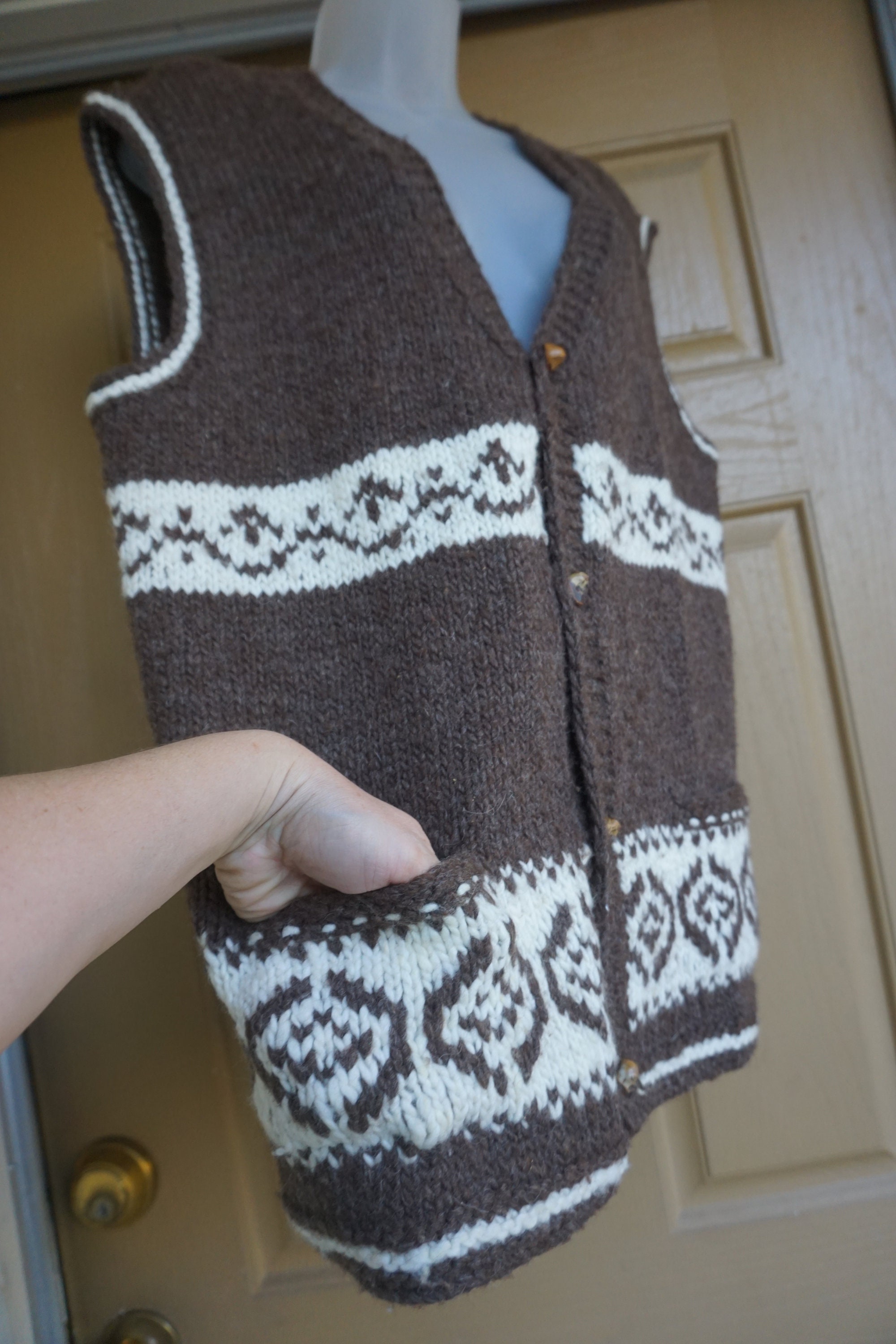 Vintage heavy knit sweater vest wool size XL | Etsy