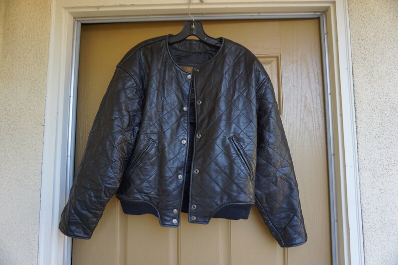 Vintage 80s 90s Black Leather Jacket Womens Size S Small Heavy Duty Short Motorcycle Express Exp Thinsulate
