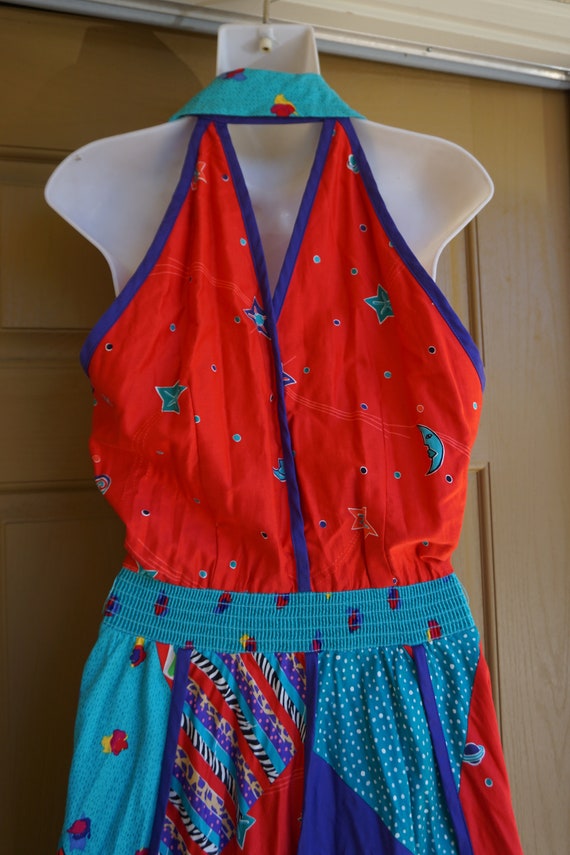 Jeanne Marc Vintage 1990s colorful red and blue d… - image 7