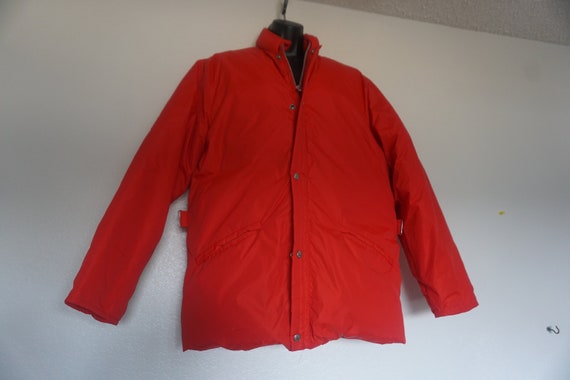 Vintage Red down filled feather jacket coat mens size… - Gem