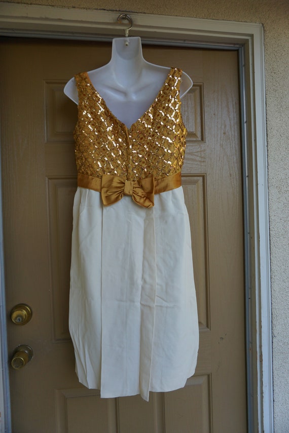 1950s gold sequined Dress size Large - image 9