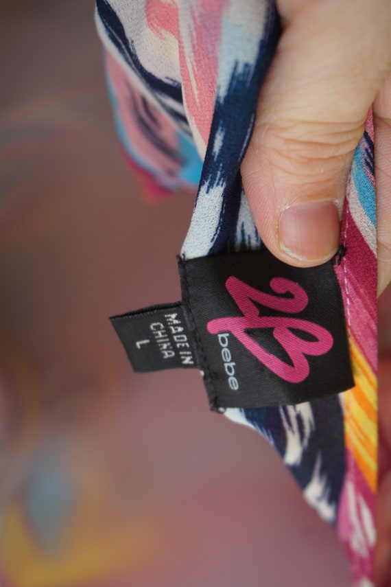 bebe sheer split back and split long sleeve top s… - image 10