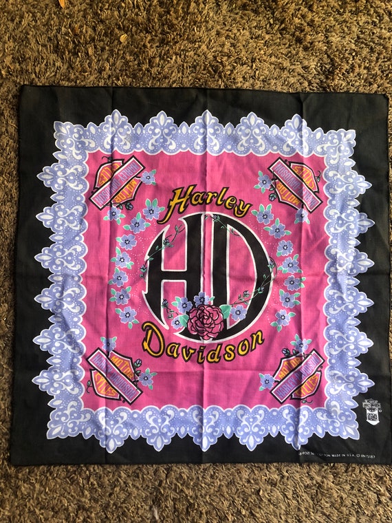 Harley Davidson head bandana scarf vintage pink, … - image 1