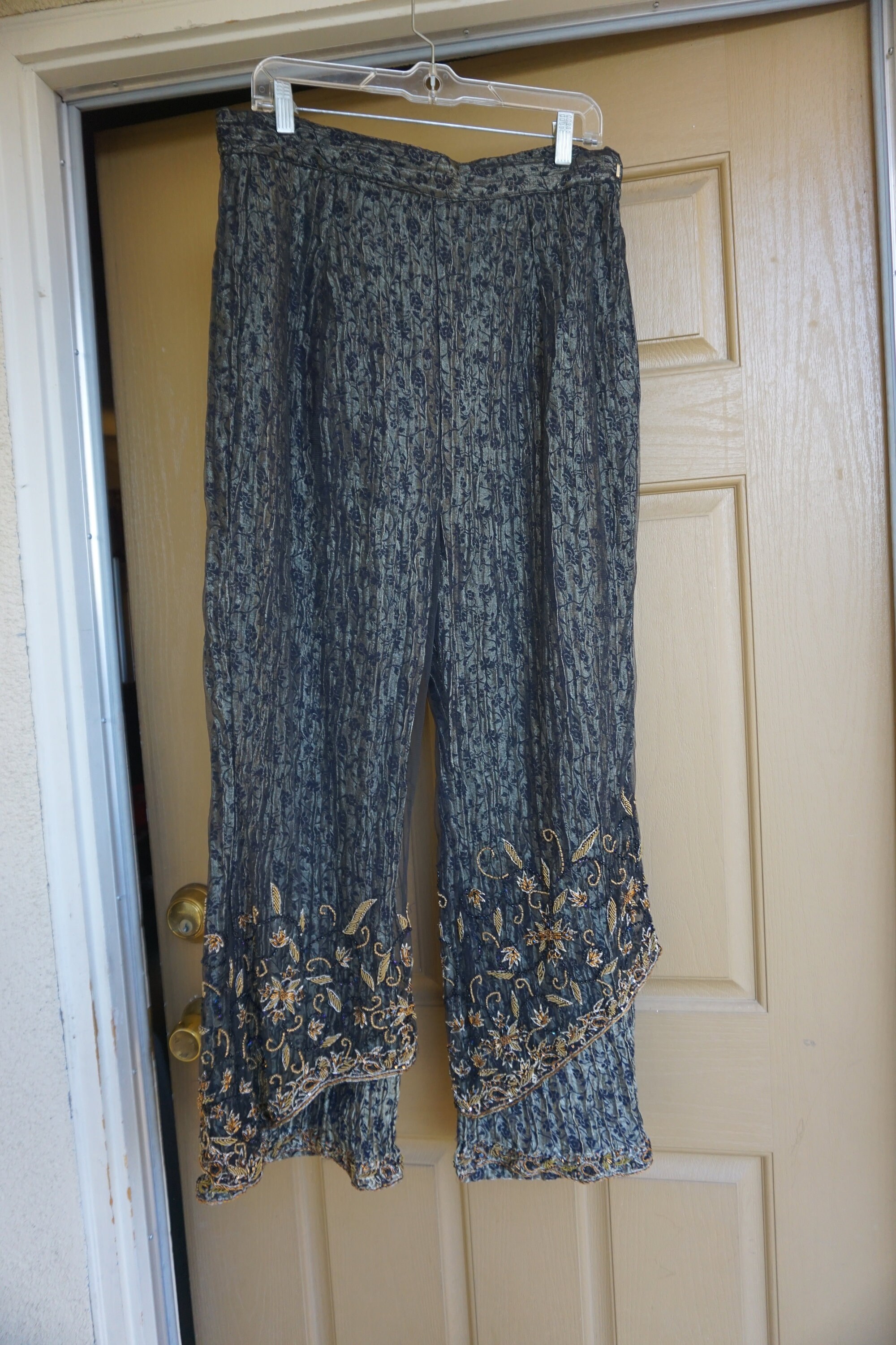 Pants and top beaded with sheer overlay XL size 42 | Etsy