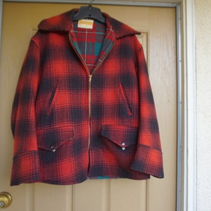 Heavy jacket coat mens size 40  red and black plaid wool JC Penney&#39;s
