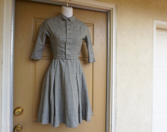 Vintage 1950s XXS dress mid century side metal zipper