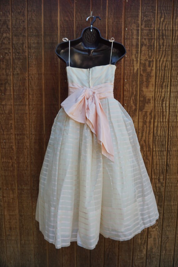 50s Vintage pastel pink striped 1950s tulle short… - image 9