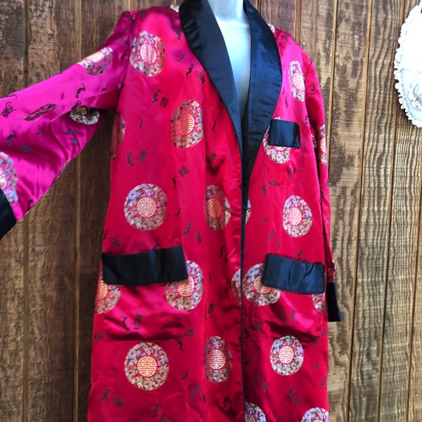 Vintage mens robe 80s 90s dress robe size 44 men's Chinese Asian