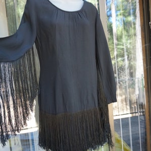 Vintage 60s or 70s fringe black dress medium to large