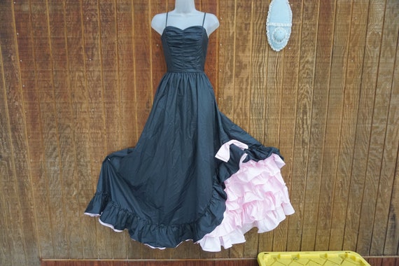 Dress Vintage 80s black and Pink Party PROM Dress… - image 2