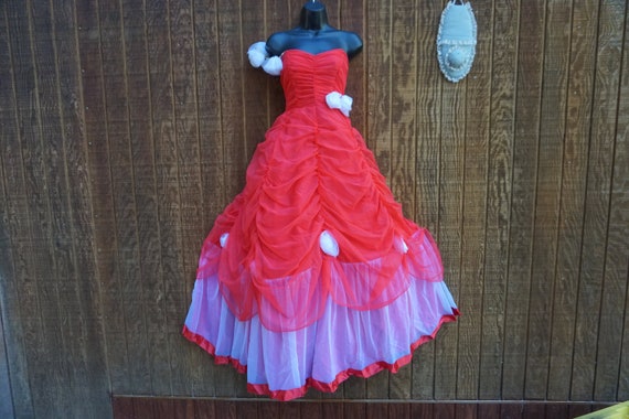 Vintage 80s 1980s "Flirtations" red prom dress go… - image 1