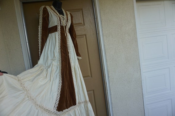 Gunne sax Joseph Magnin size 7 brown velvet lace … - image 1