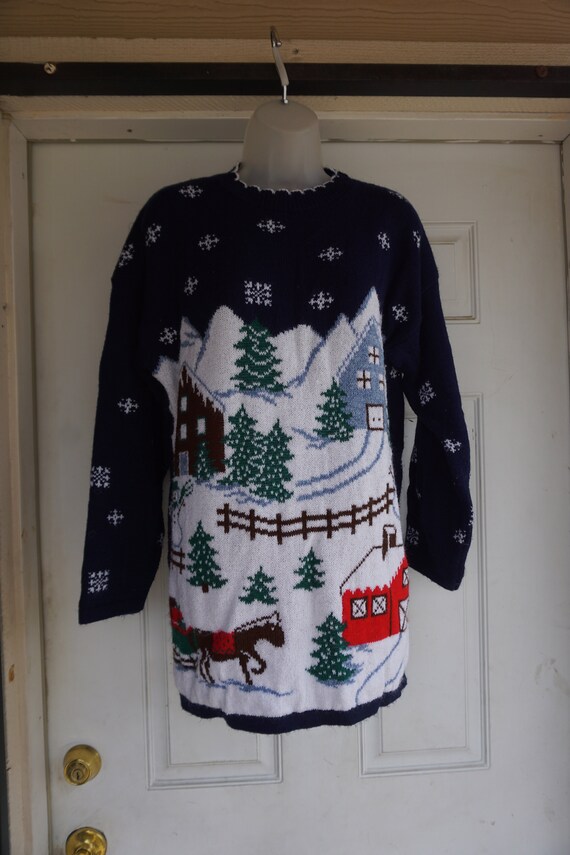 Vintage Christmas knit sweater ugly Christmas swea