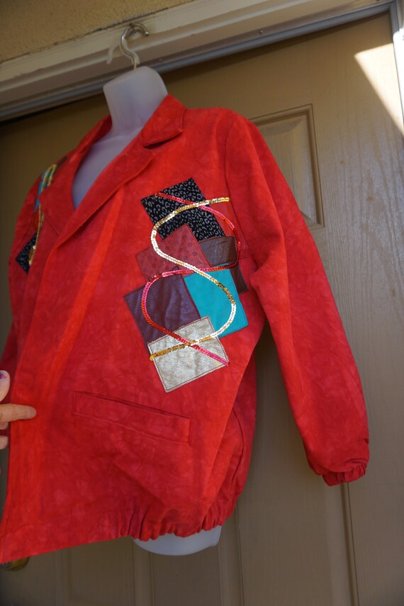 Vintage red denim jacket size large 90s 1990s - image 4