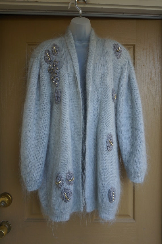 vintage gray wool mohair jacket coat estimated si… - image 7