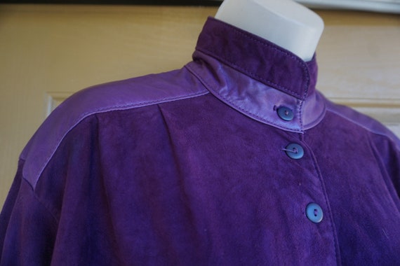 Purple suede leather shirt Liz Roberts Robert Ell… - image 3