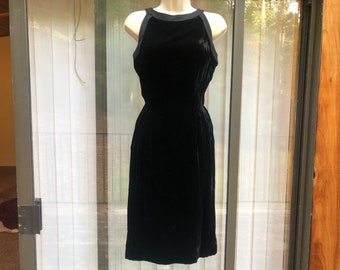 Joseph Magnin 60s black vevet dress designer size medium