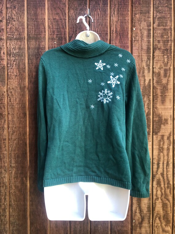 Christmas knit sweater green with Santa size smal… - image 5