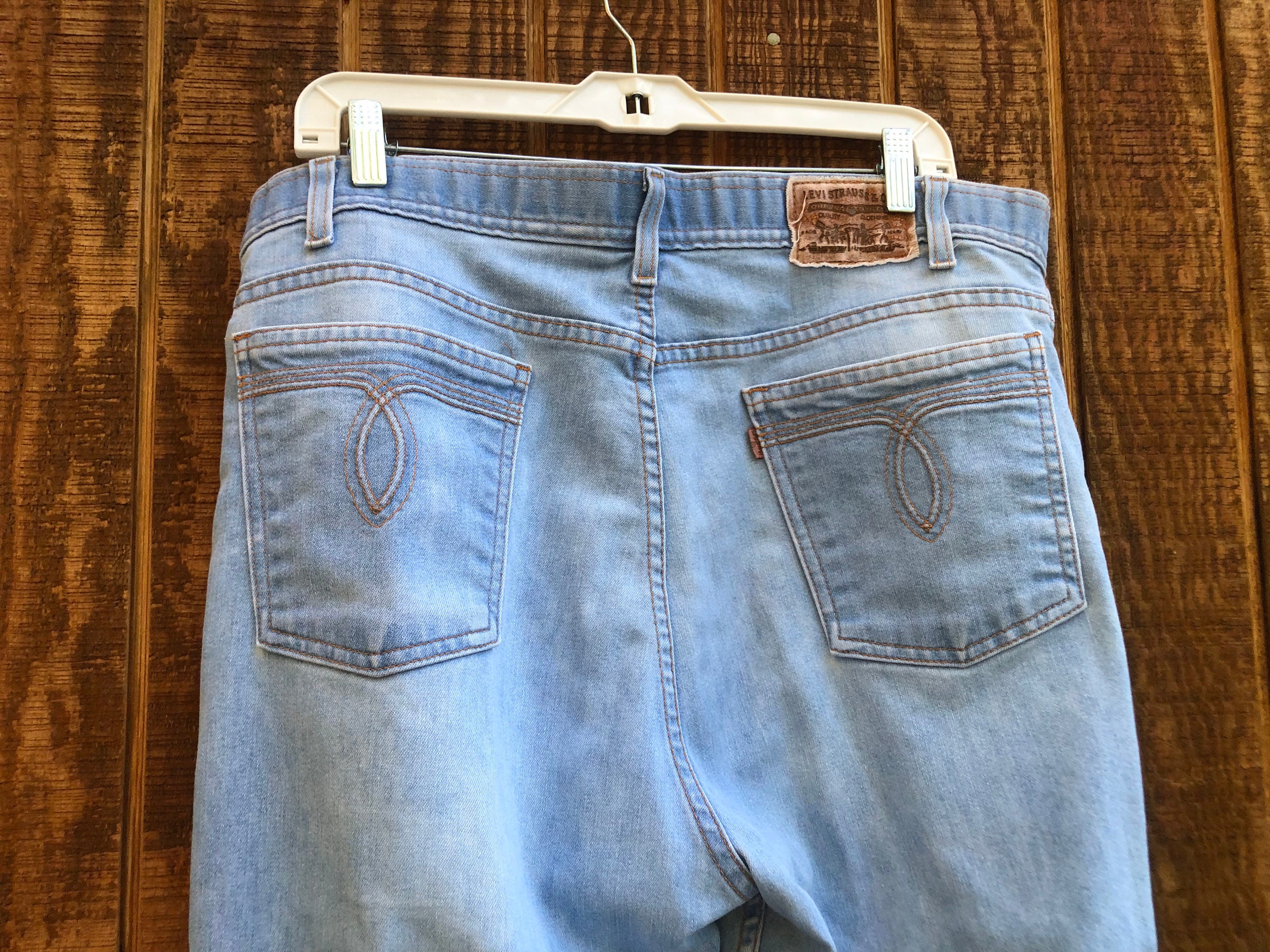 Levis 527 Boot cut Jeans Denim Distressed Destroyed ripped