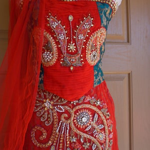 Youth Girls Bollywood Vintage Heavily Beaded Embroidered Red - Etsy