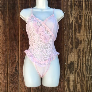 Pink vintage Teddy by Victorias Secret lingerie size labeled medium fits like large