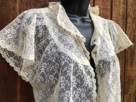 Lace Bolero Layering Top Jacket sheer floral cove… - image 1