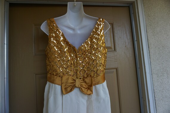 1950s gold sequined Dress size Large - image 6