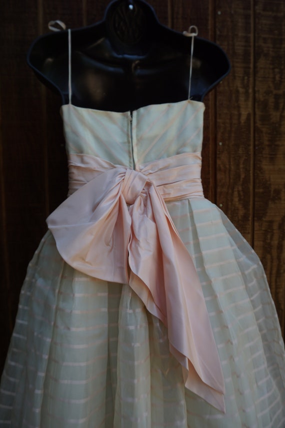 50s Vintage pastel pink striped 1950s tulle short… - image 7