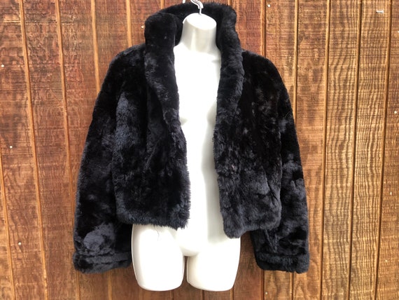 Vintage 60s shearling fur womens coat size small … - image 3