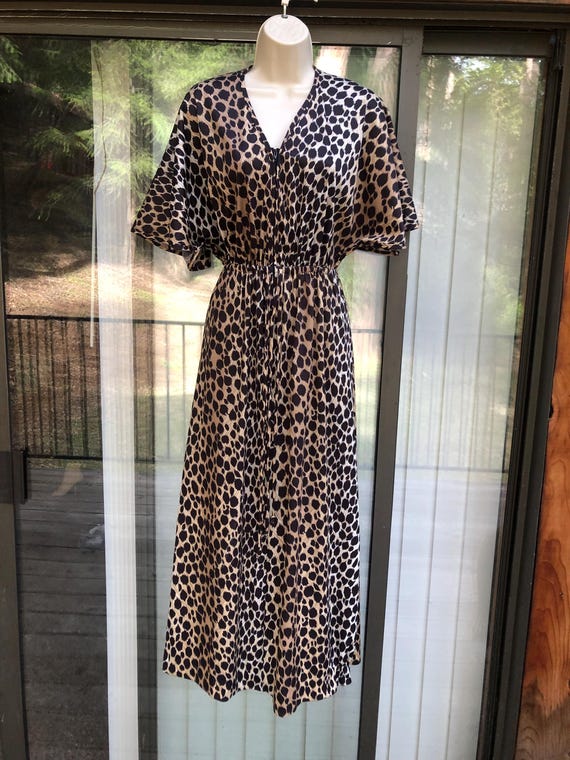 Small Granada drawstring zip up nightgown leopard… - image 2