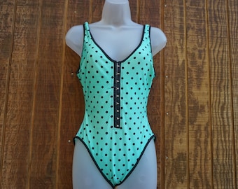 Vintage polka dot one piece bathing suit swim wear